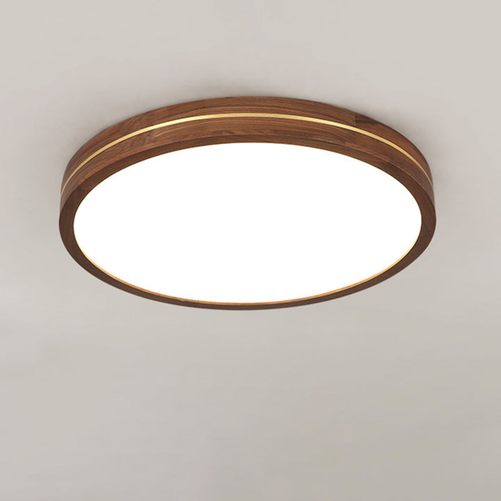 Traditional Chinese Wood &amp; Acrylic Round Square Rectangular LED Flush Mount Ceiling Light For Bedroom &amp; Living Room
