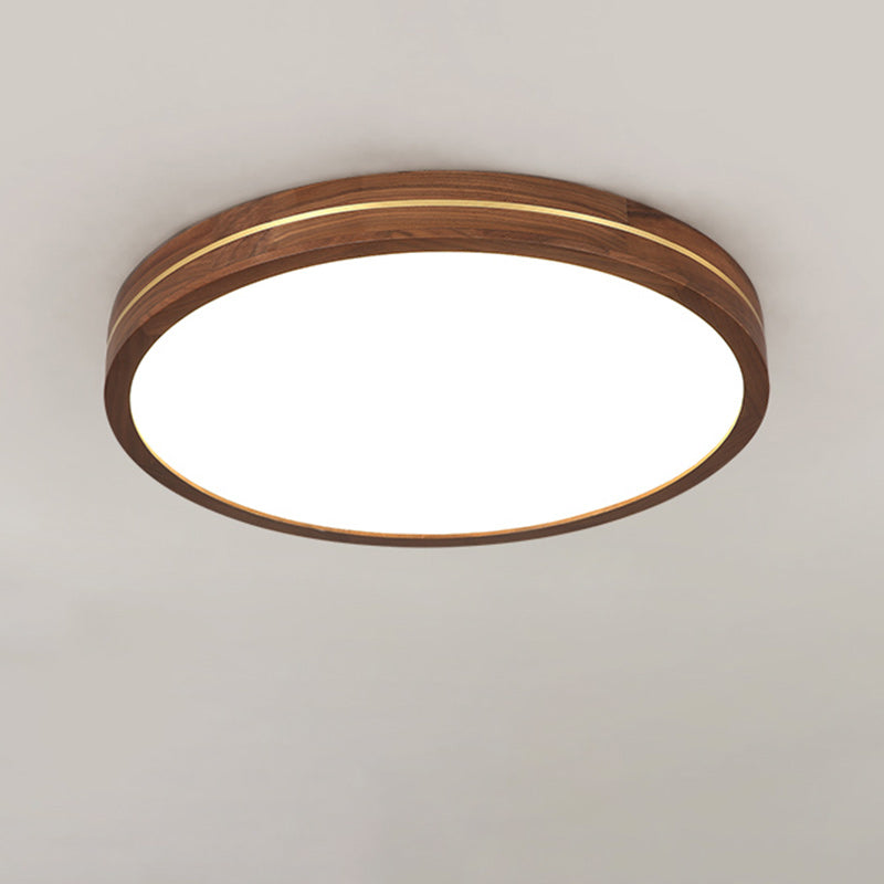 Traditional Chinese Wood & Acrylic Round Square Rectangular LED Flush Mount Ceiling Light For Bedroom & Living Room