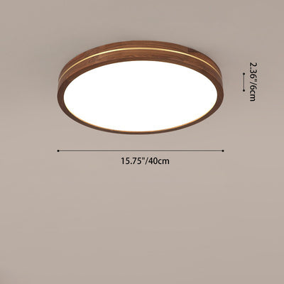 Traditional Chinese Wood & Acrylic Round Square Rectangular LED Flush Mount Ceiling Light For Bedroom & Living Room