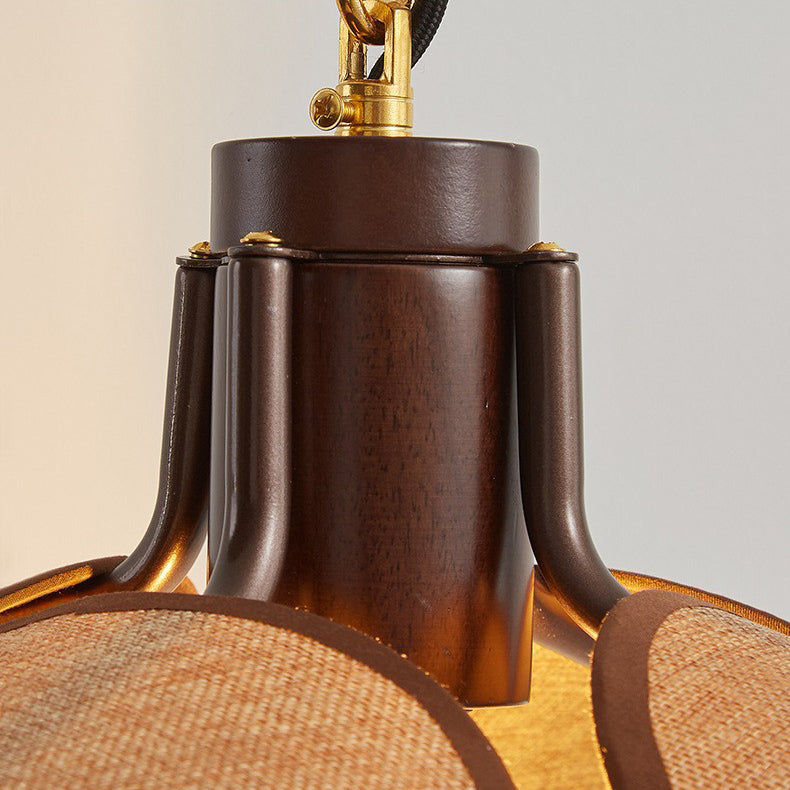 Modern Mid-Century Wood &amp; Iron Curved Arm &amp; Linen Leaf-Shaped Shade Wall Sconce Lamp 1-Light For Bedroom &amp; Living Room