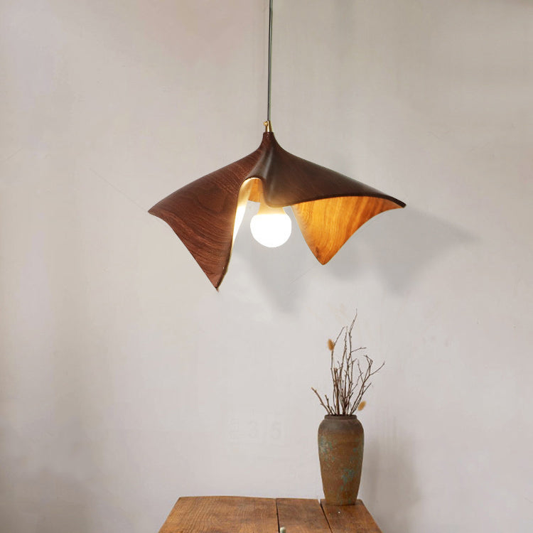 Contemporary Creative Iron & Resin Irregular Lotus-Shaped 1-Light Pendant Light For Bedroom & Living Room