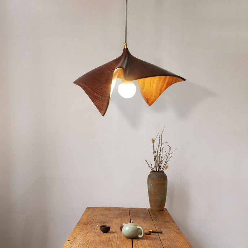 Contemporary Creative Iron & Resin Irregular Lotus-Shaped 1-Light Pendant Light For Bedroom & Living Room
