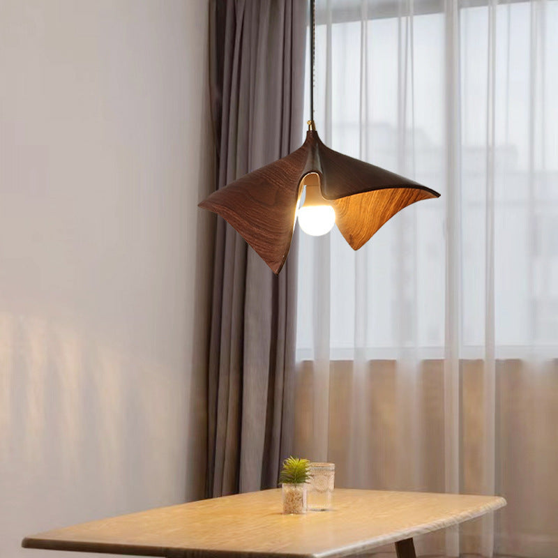 Contemporary Creative Iron & Resin Irregular Lotus-Shaped 1-Light Pendant Light For Bedroom & Living Room