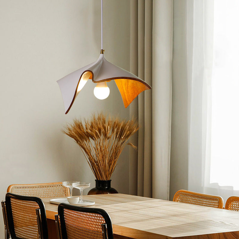 Contemporary Creative Iron & Resin Irregular Lotus-Shaped 1-Light Pendant Light For Bedroom & Living Room