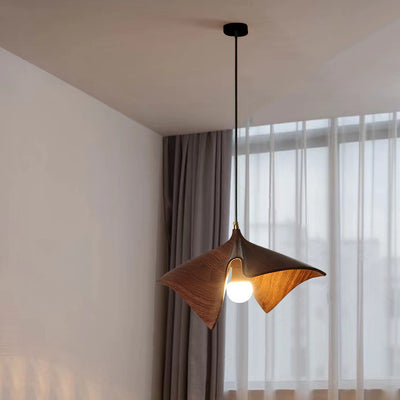Contemporary Creative Iron & Resin Irregular Lotus-Shaped 1-Light Pendant Light For Bedroom & Living Room
