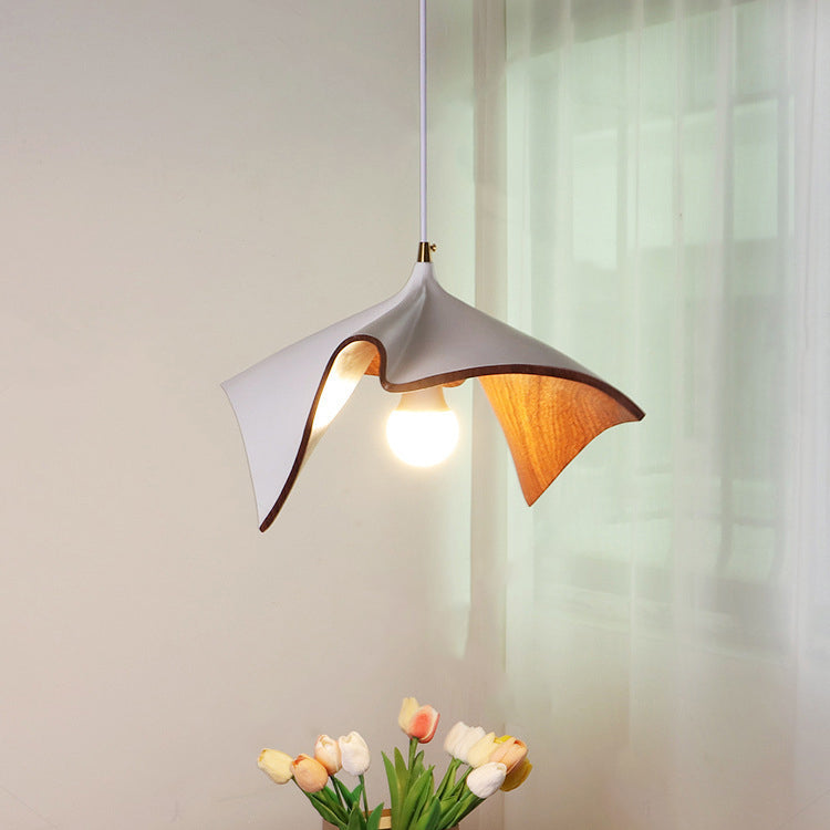 Contemporary Creative Iron & Resin Irregular Lotus-Shaped 1-Light Pendant Light For Bedroom & Living Room