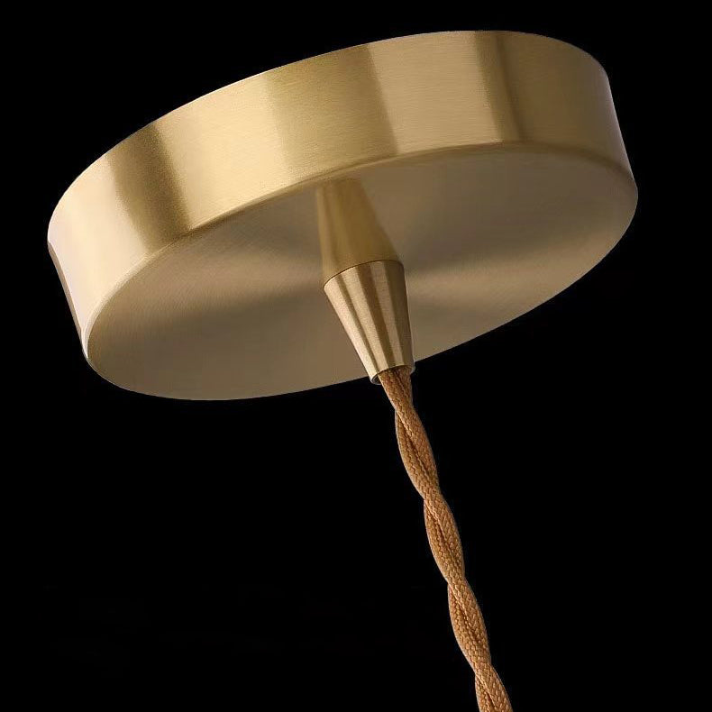 Traditional French Brass &amp; Glass Floral 1-Light Pendant Light For Bedroom &amp; Living Room