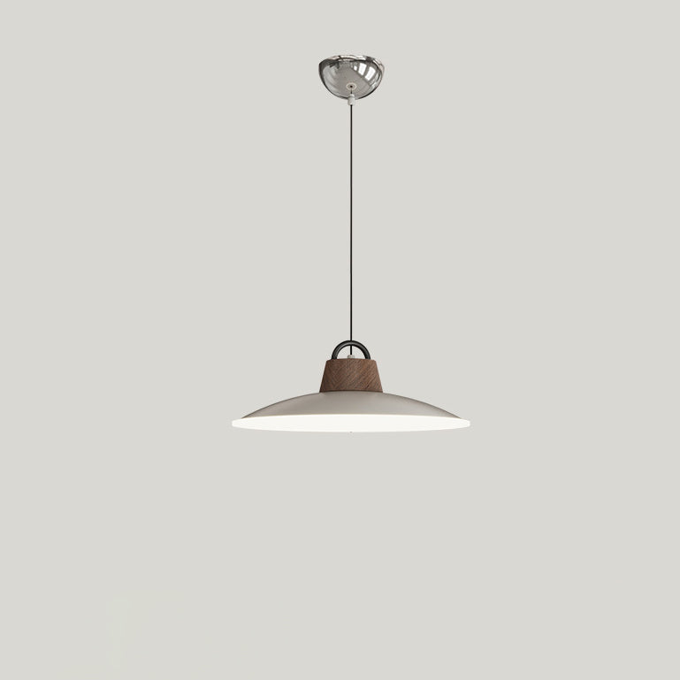 Modern Minimalist Iron, Acrylic & Wood Round Fisherman Hat LED Pendant Light For Bedroom & Living Room