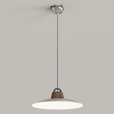 Modern Minimalist Iron, Acrylic & Wood Round Fisherman Hat LED Pendant Light For Bedroom & Living Room
