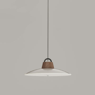 Modern Minimalist Iron, Acrylic & Wood Round Fisherman Hat LED Pendant Light For Bedroom & Living Room