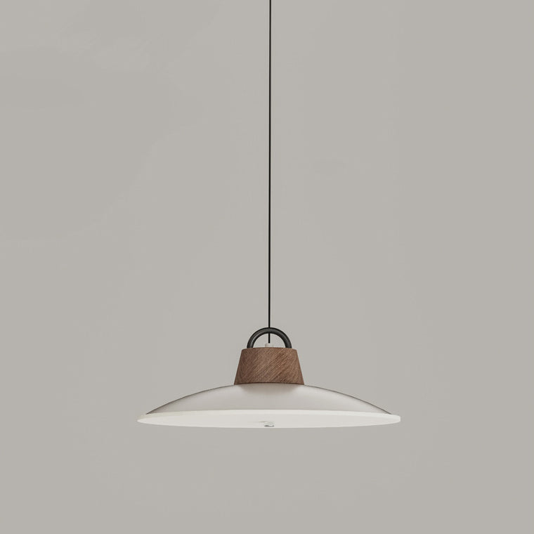 Modern Minimalist Iron, Acrylic & Wood Round Fisherman Hat LED Pendant Light For Bedroom & Living Room