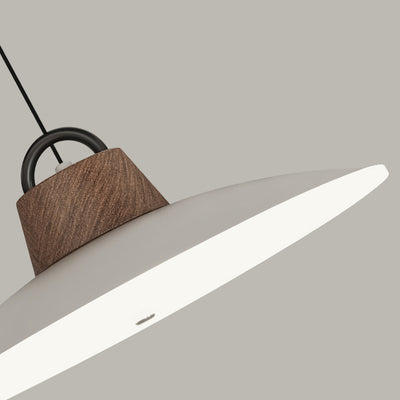 Modern Minimalist Iron, Acrylic & Wood Round Fisherman Hat LED Pendant Light For Bedroom & Living Room