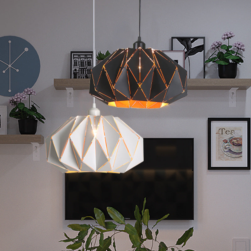 Contemporary Creative Iron Geometric Polygon 1-Light Pendant Light For Dining Room & Living Room