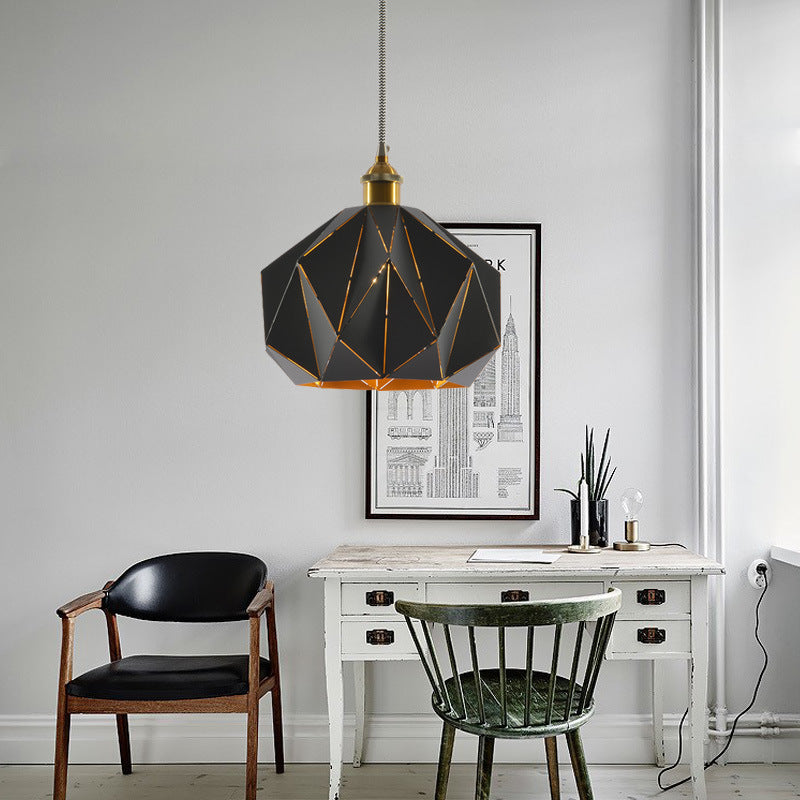 Contemporary Creative Iron Geometric Polygon 1-Light Pendant Light For Dining Room & Living Room