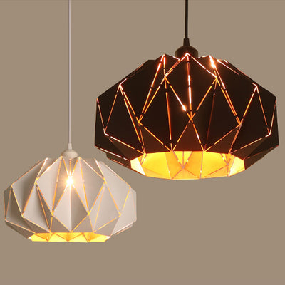 Contemporary Creative Iron Geometric Polygon 1-Light Pendant Light For Dining Room & Living Room