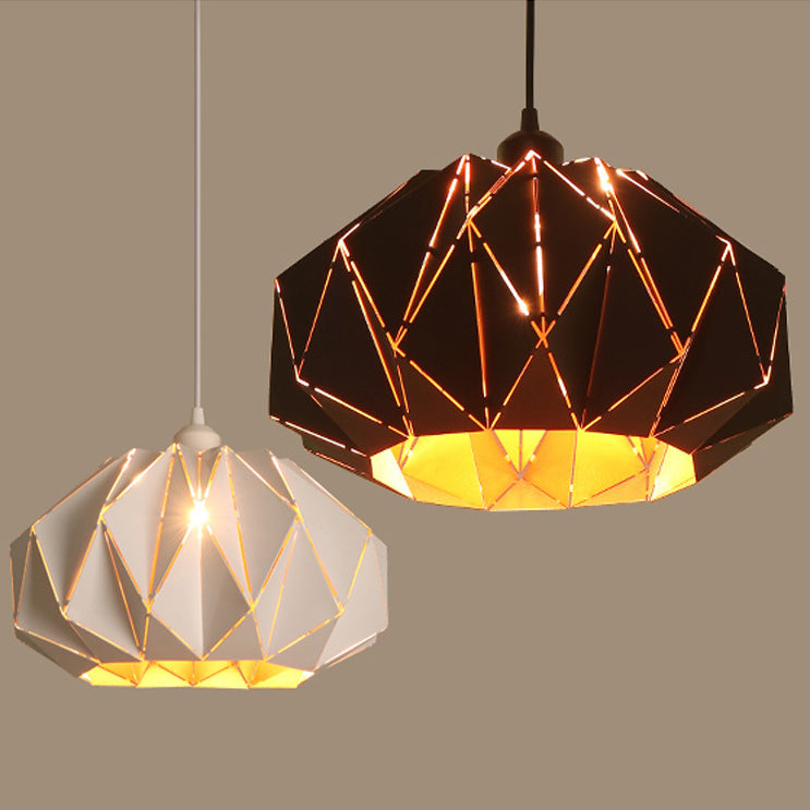 Contemporary Creative Iron Geometric Polygon 1-Light Pendant Light For Dining Room & Living Room