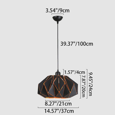 Contemporary Creative Iron Geometric Polygon 1-Light Pendant Light For Dining Room & Living Room