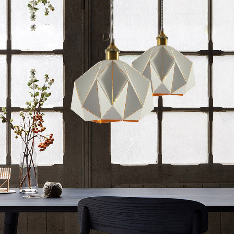 Contemporary Creative Iron Geometric Polygon 1-Light Pendant Light For Dining Room & Living Room