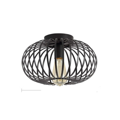 Modern Minimalist Iron Oval Lantern 1-Light Semi-Flush Mount Ceiling Light For Bedroom & Living Room