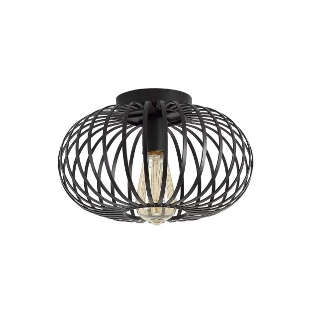 Moderner minimalistischer Eisen-Oval-Laterne 1-Licht Semi-Flush-Montage Deckenleuchte für Schlafzimmer &amp; Wohnzimmer 