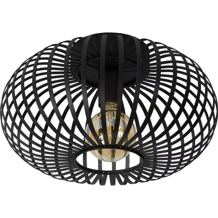 Moderner minimalistischer Eisen-Oval-Laterne 1-Licht Semi-Flush-Montage Deckenleuchte für Schlafzimmer &amp; Wohnzimmer 