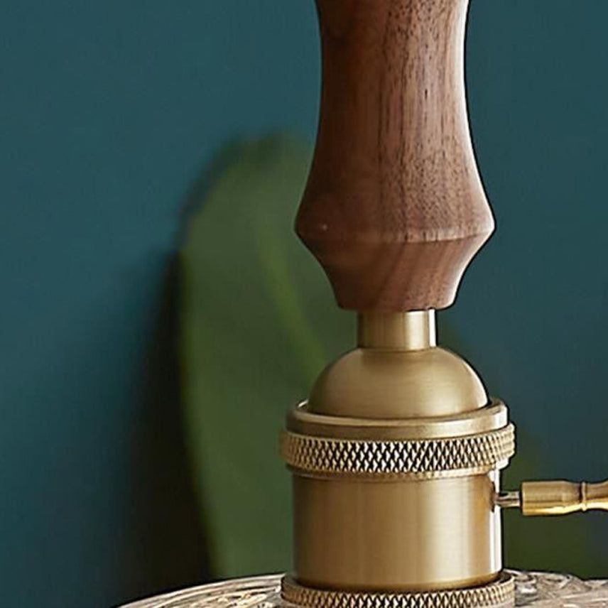 Lámpara colgante de 1 luz con forma de flor de vidrio y madera vintage tradicional para dormitorio y sala de estar 
