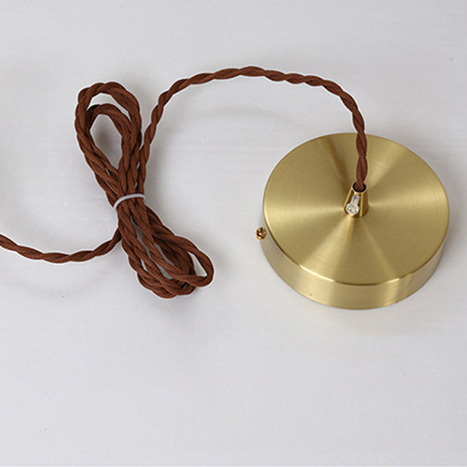 Modern Minimalist Brass & Glass Flower 1-Light Pendant Light For Bedroom & Living Room