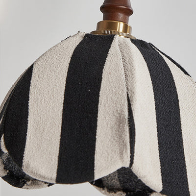 Modern Mid-Century Fabric & Wood Wavy Dome 1-Light Pendant Light For Bedroom & Living Room