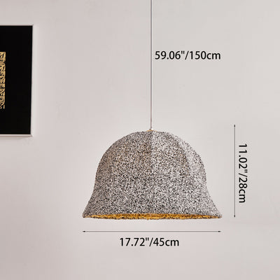 Modern Art Deco Fabric Polka Dot Dome 1-Light Pendant Light For Bedroom & Living Room
