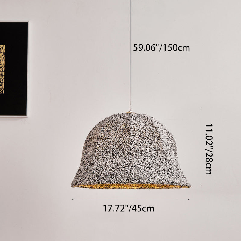 Modern Art Deco Fabric Polka Dot Dome 1-Light Pendant Light For Bedroom & Living Room