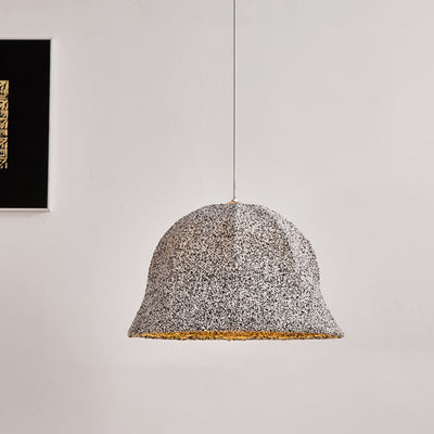 Modern Art Deco Fabric Polka Dot Dome 1-Light Pendant Light For Bedroom & Living Room