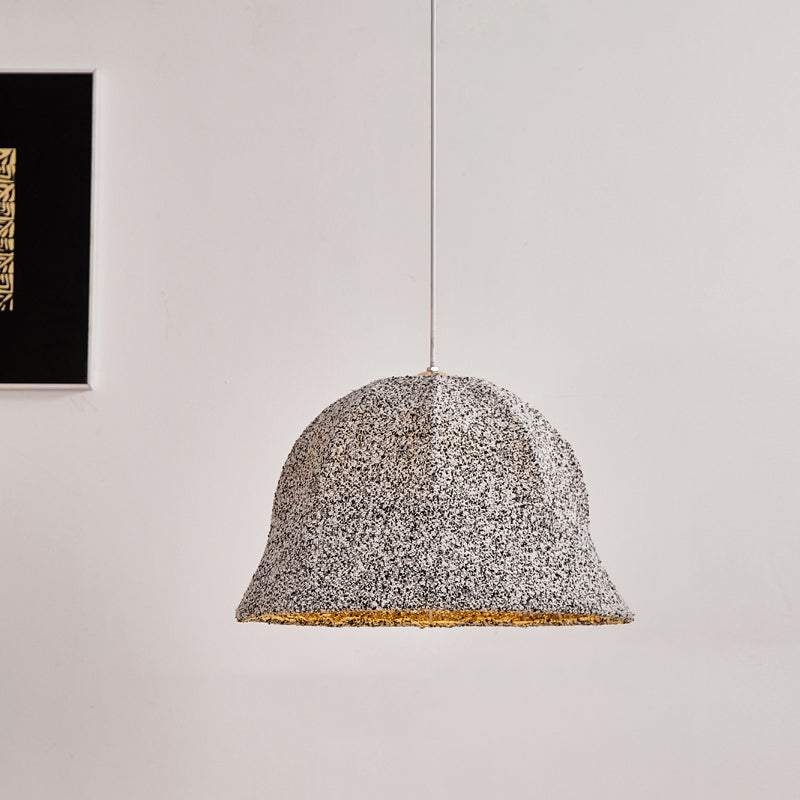 Modern Art Deco Fabric Polka Dot Dome 1-Light Pendant Light For Bedroom & Living Room