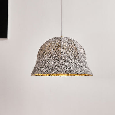 Modern Art Deco Fabric Polka Dot Dome 1-Light Pendant Light For Bedroom & Living Room