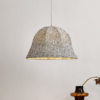 Modern Art Deco Fabric Polka Dot Dome 1-Light Pendant Light For Bedroom & Living Room
