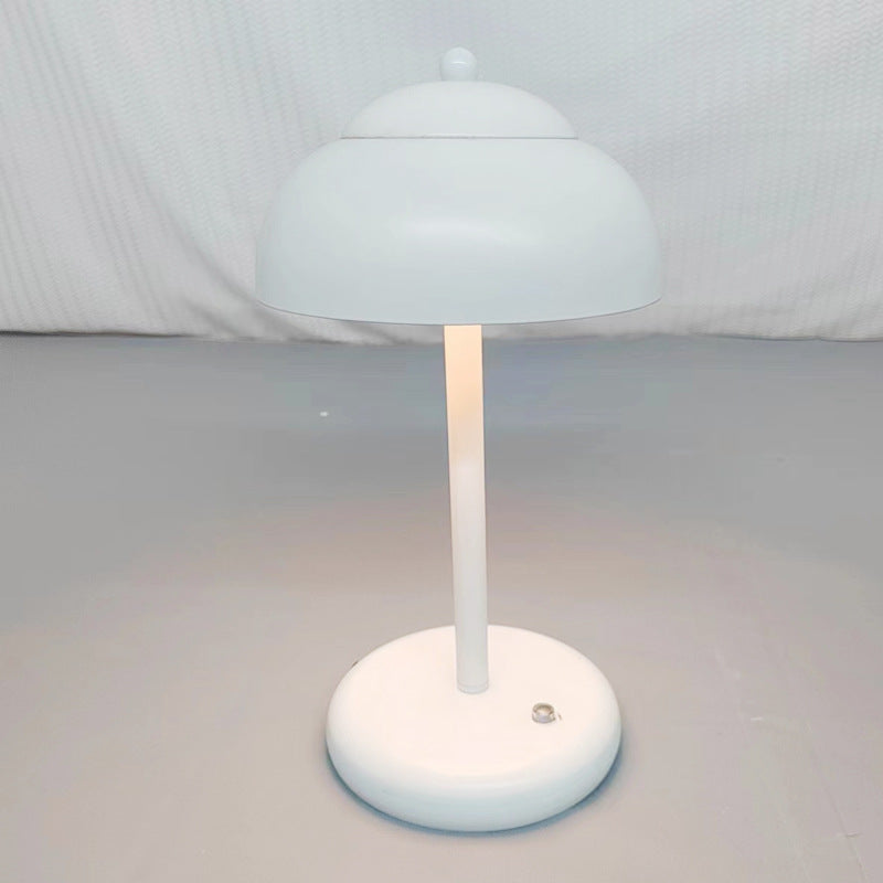 Modern Minimalist Rechargeable Iron Mushroom-Shaped LED Table Lamp For Bedroom And Living Room