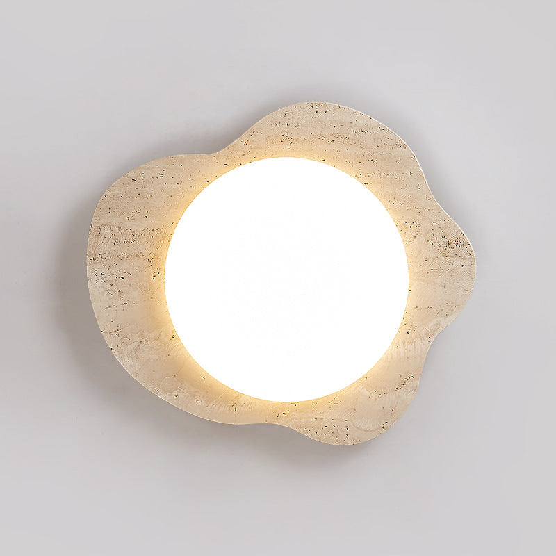 Contemporary Creative Travertine & Plastic Egg-Shaped LED Flush Mount Ceiling Light For Bedroom & Living Room