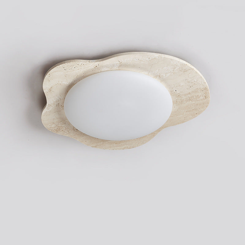 Contemporary Creative Travertine & Plastic Egg-Shaped LED Flush Mount Ceiling Light For Bedroom & Living Room
