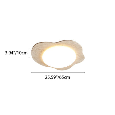 Contemporary Creative Travertine & Plastic Egg-Shaped LED Flush Mount Ceiling Light For Bedroom & Living Room