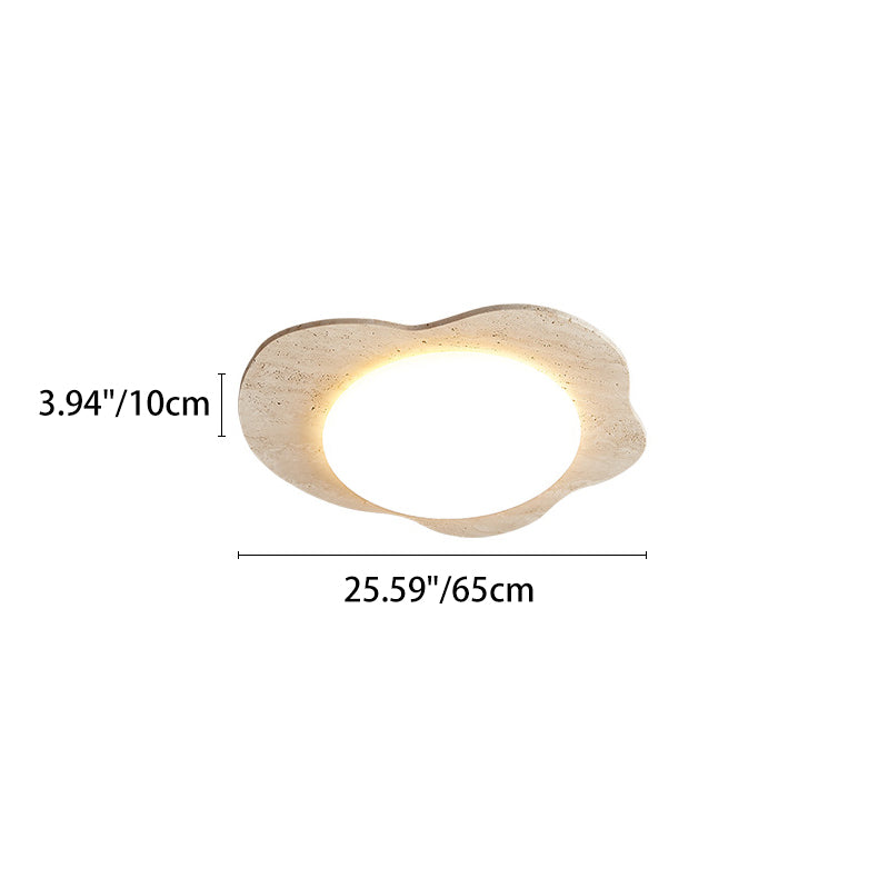 Contemporary Creative Travertine & Plastic Egg-Shaped LED Flush Mount Ceiling Light For Bedroom & Living Room