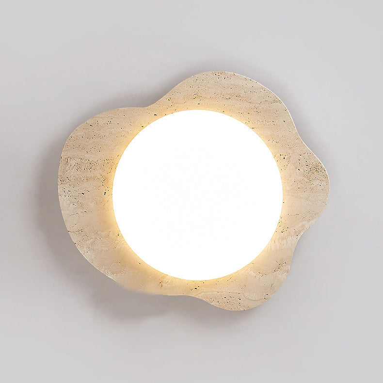 Contemporary Creative Travertine & Plastic Egg-Shaped LED Flush Mount Ceiling Light For Bedroom & Living Room