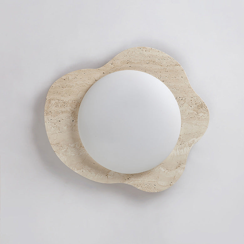 Contemporary Creative Travertine & Plastic Egg-Shaped LED Flush Mount Ceiling Light For Bedroom & Living Room