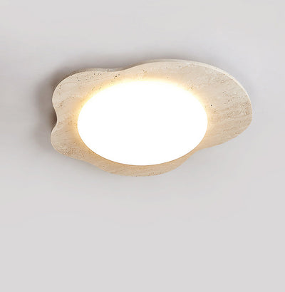 Contemporary Creative Travertine & Plastic Egg-Shaped LED Flush Mount Ceiling Light For Bedroom & Living Room