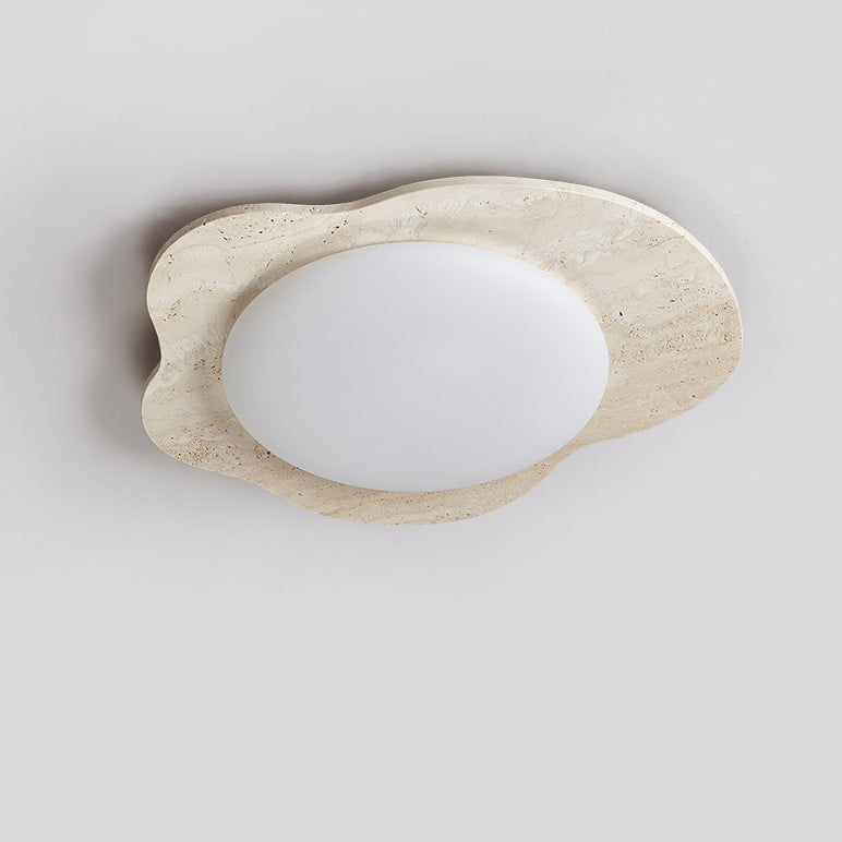 Contemporary Creative Travertine & Plastic Egg-Shaped LED Flush Mount Ceiling Light For Bedroom & Living Room