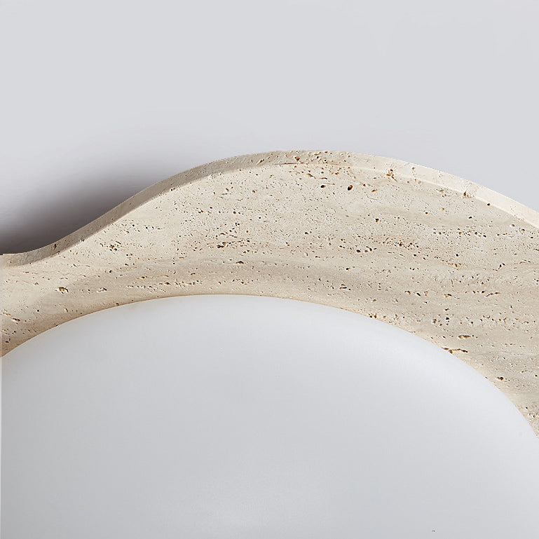 Contemporary Creative Travertine & Plastic Egg-Shaped LED Flush Mount Ceiling Light For Bedroom & Living Room