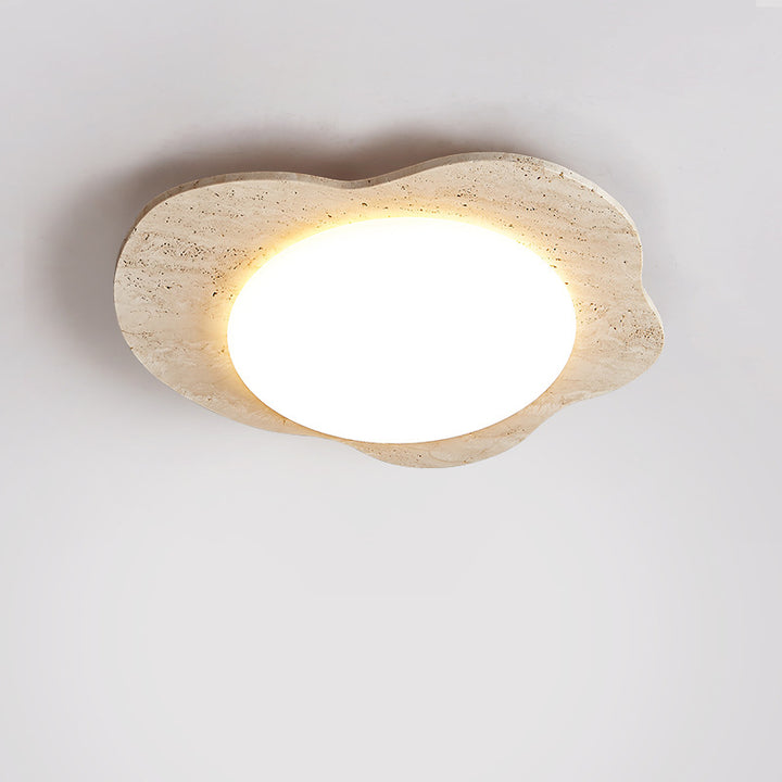 現代的なクリエイティブトラバーチン＆プラスチック卵型LEDフラッシュマウント天井ライト、寝室＆リビングルーム用 