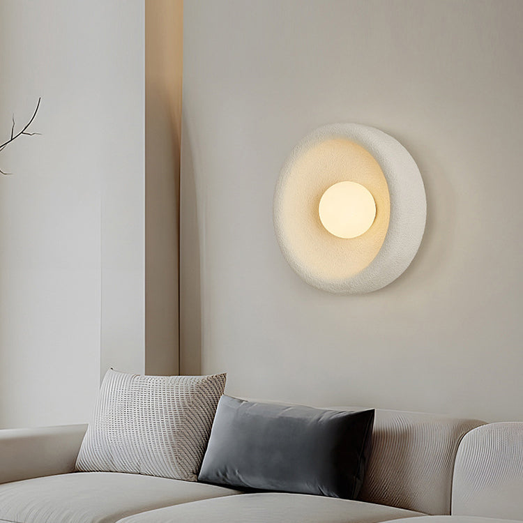 Modern Minimalist Polystyrene Bowl-Shaped 1-Light Wall Sconce Lamp For Bedroom & Living Room
