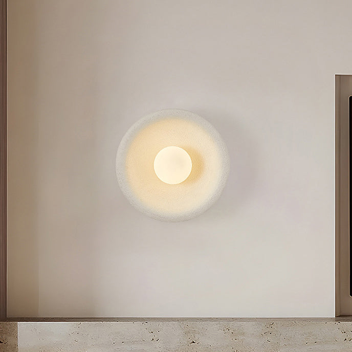 Modern Minimalist Polystyrene Bowl-Shaped 1-Light Wall Sconce Lamp For Bedroom & Living Room