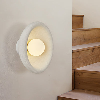 Modern Minimalist Polystyrene Bowl-Shaped 1-Light Wall Sconce Lamp For Bedroom & Living Room