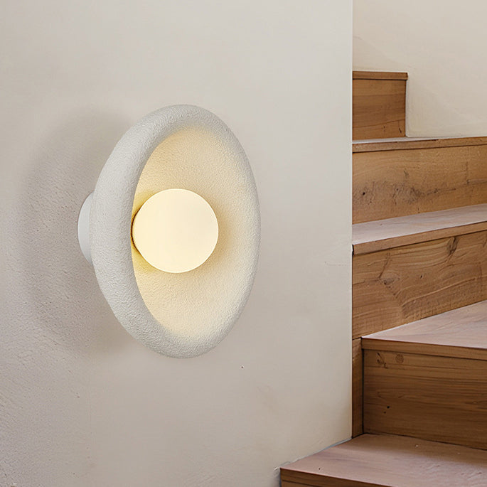 Modern Minimalist Polystyrene Bowl-Shaped 1-Light Wall Sconce Lamp For Bedroom & Living Room