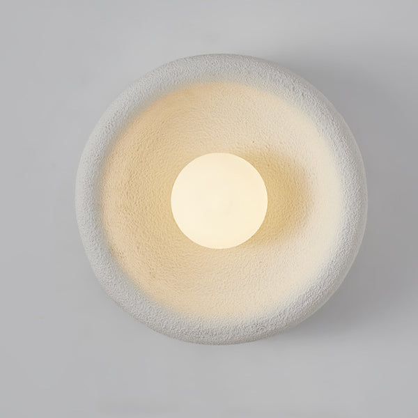 Modern Minimalist Polystyrene Bowl-Shaped 1-Light Wall Sconce Lamp For Bedroom & Living Room